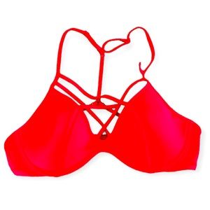 PINK! Victoria’s Secret Red Strappy Bikini Top! Size M